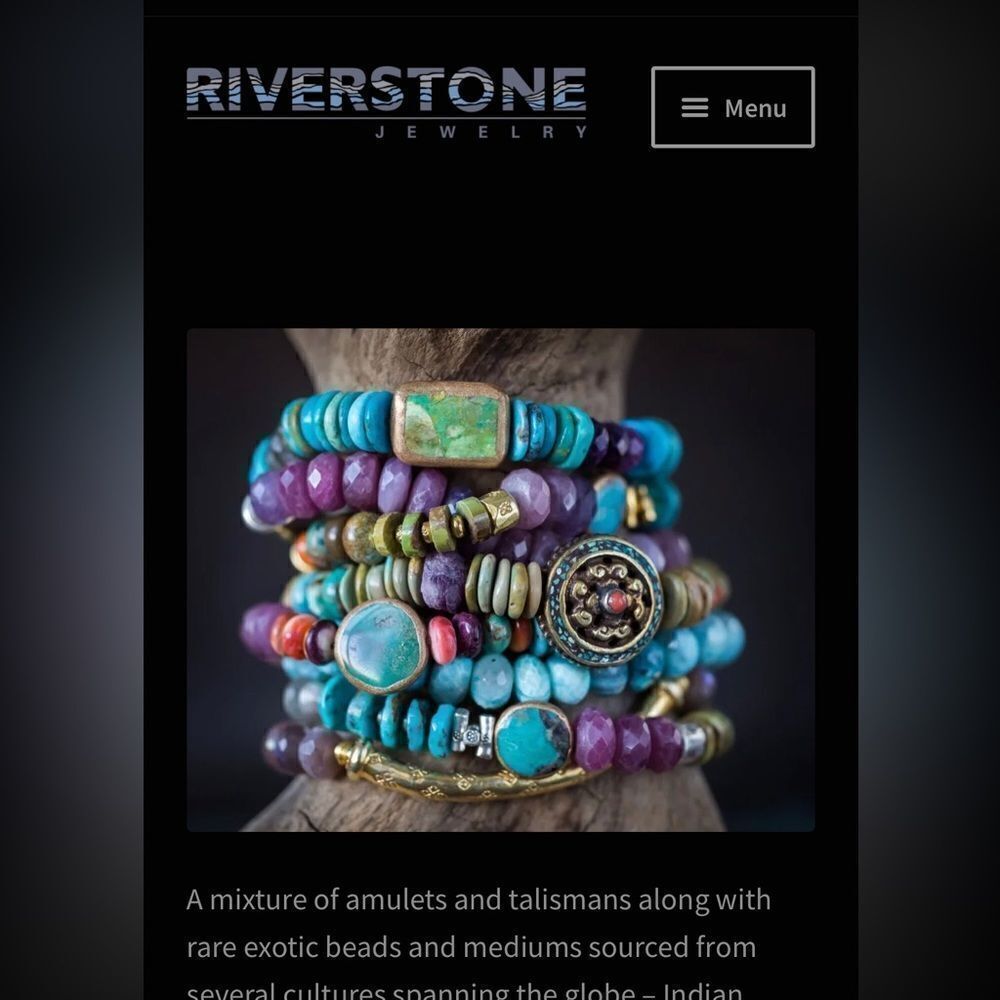 Gorgeous, unique Riverstone semi-precious beaded necklace, 15 inches adjustable. - Picture 6 of 7
